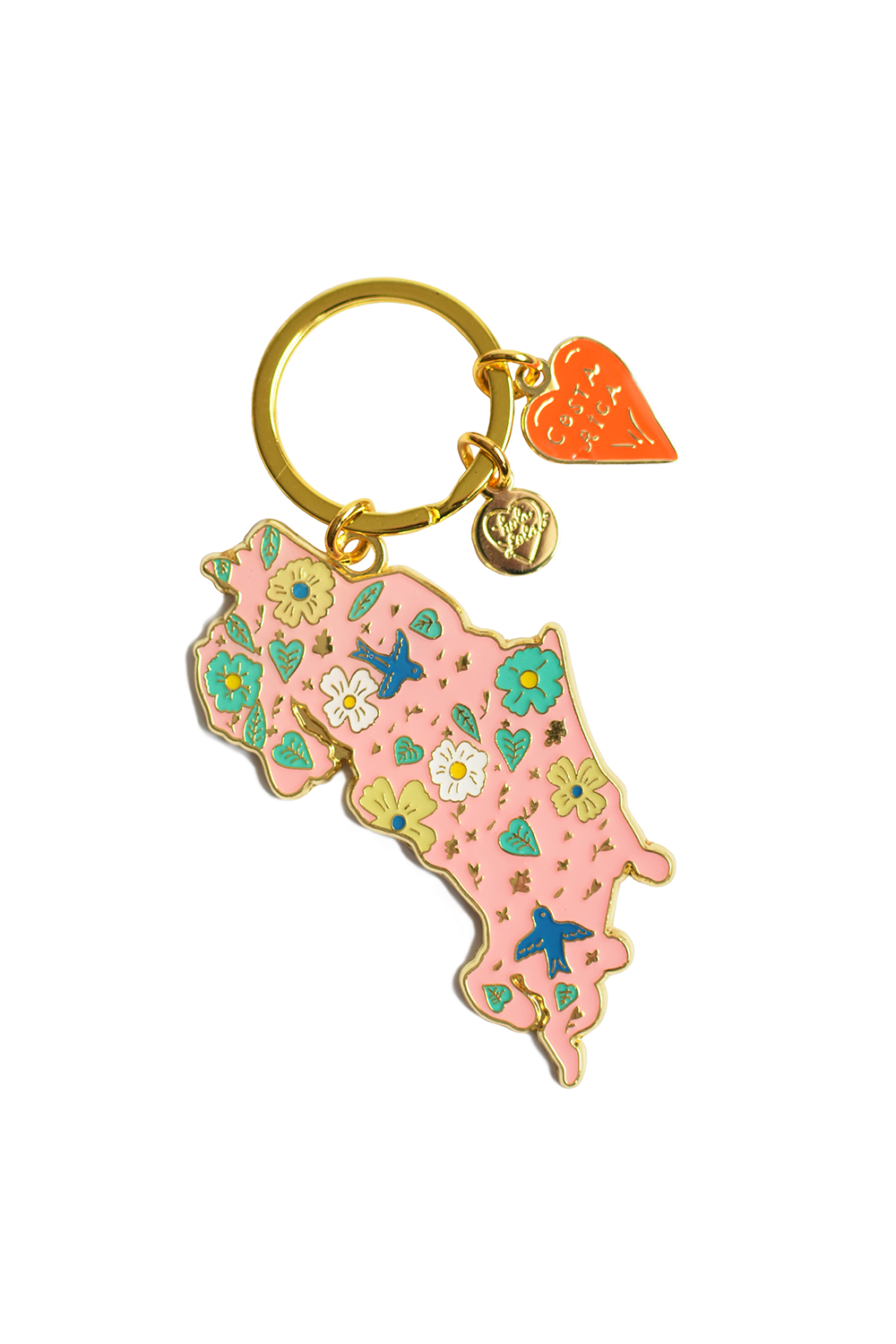 Costa Rica Flower Map Keychain