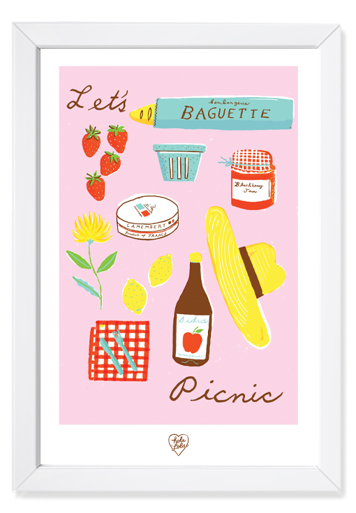 Picnic Baguette Art Print