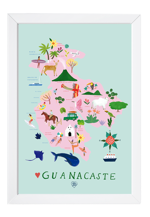 Map Guanacaste Corazón Art Print