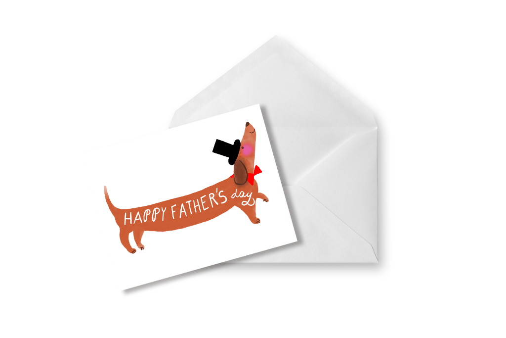 Tarjeta Feliz día del padre (Perrito Salchicha)