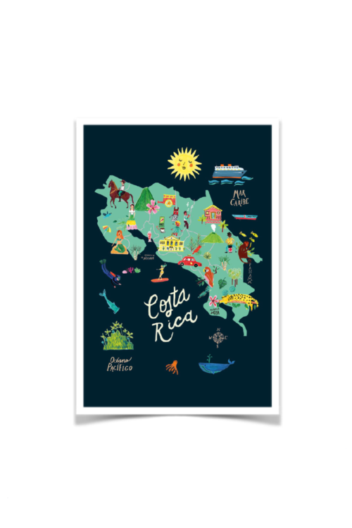 Mapa de Costa Rica Postcard