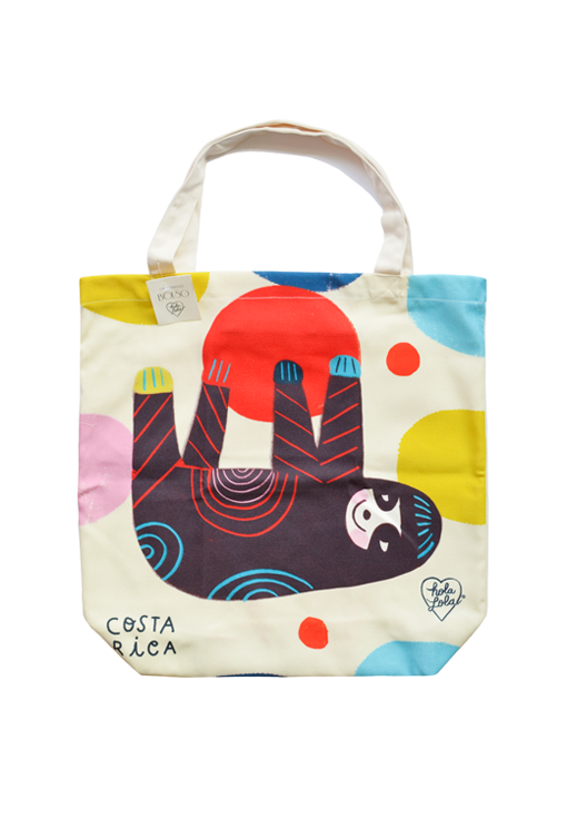 Lucky Sloth Canvas Travel Tote Bag inspired by Costa Rica's cutest sloth bears