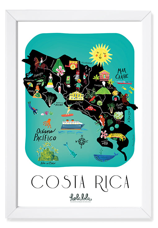 Costa Rica Map Art Print