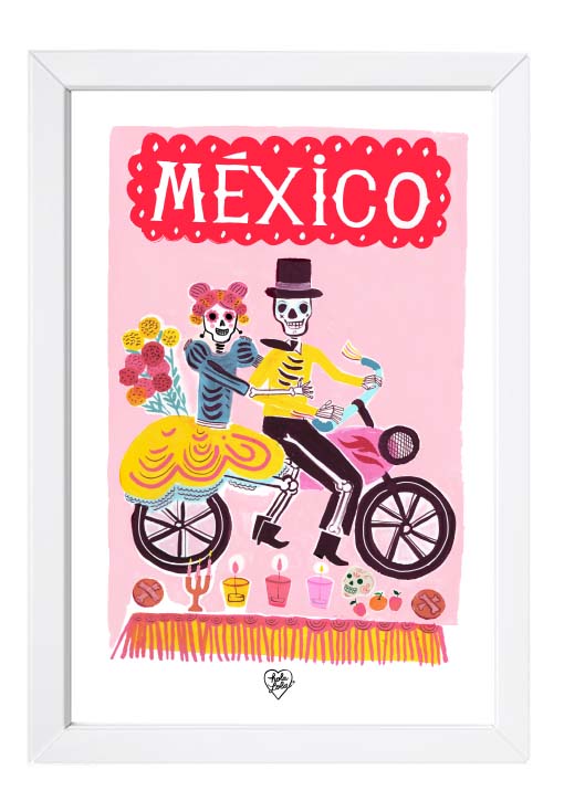 Mexico Calaveras en Moto Art Print